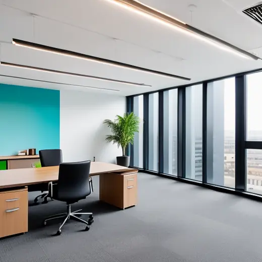 Private office cabin with full-height glazing
