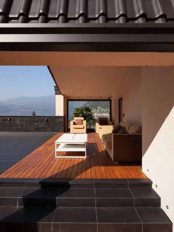 Shaded terrace and threshold space in a Vastu-aligned Indian home
