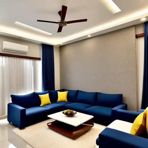 Family living room layout with clear circulation