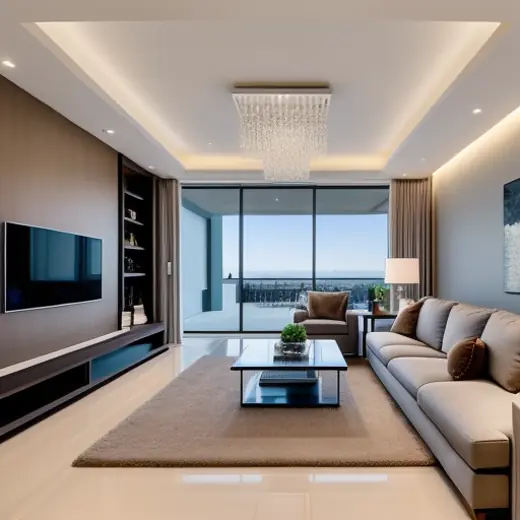 Furniture layout and space planning result in a living room